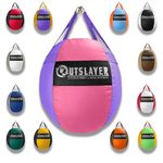 OutSlayer Wrecking Ball Heavy Bag 70 Lb - Boxing, MMA, Muay Thai Training - Custom Colors - Unfilled/Soft/Filled - USA Made (Pink/Purple, Unfilled)