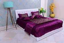 THROWS HOME DECOR Cotton Bedding Set (Full Size, Purple, Set Of 8, Pillow Cover & Bed Sheet)