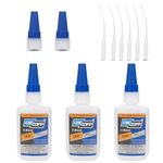 CECCORP Super Glue - C-Bond Thin Bundle, 3 x 60 g (2.11 oz) Bottles with 6 Nozzles and 2 Extra Caps, Low Viscosity Cyanoacrylate Adhesive, Clear CA Glue