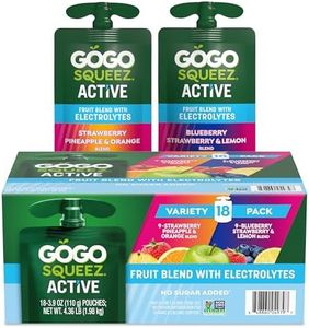 GoGo squeeZ Active Fruit Blend with Electrolytes | 18-Count Variety Pack | Blueberry Strawberry Lemon & Strawberry Pineapple Orange | Made with Real Fruit and Antioxidants Vitamin A, Vitamin E, & Vitamin C​