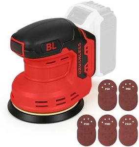 Cordless Random Orbital Sander Compatible with Milwaukee 18V Battery, 3 Speeds 9700-19000 RPM, 125mm Brushless Rotary Sander with 25Pcs Sandpapers for Sanding and Polishing Wood, Plastic & Metal