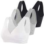 Topwhere Women's Cotton Wireless Sleep Bra for Nursing and Maternity, Black+grey+white, XX-Large