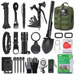 Tacsnake Multi-Purpose Emergency Survival Kit, Multi-Tools Survival Gear and Equipment with Molle Pouch, Gifts for Dad Men Camping Hiking Outdoor Emergency (Green(22))