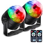 【Pack of 2】 Disco Lights, with 4M/13ft USB Power Cable, 360°Rotation Sound Activated Disco Ball Light, 3W RGB, with Remote Control for Kids Birthday Dance Party