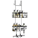 Kegii Hanging Shower Caddy Over the Door Shower Organiser, Bathroom Shower Storage No Drill Shower Shelf, Black Bathroom Storage Accessories