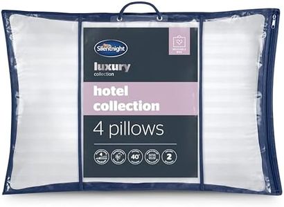 Silentnight Hotel Collection Pillows 4 Pack - Luxury Hotel Quality Pillows Soft Medium Support for Back and Side Sleepers Comfy Supportive - Hypoallergenic and Machine Washable - Pack of 4