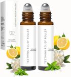 Teething Roller All Natural for Babies, Natural Gum Relief with Chamomile & Rose Oil, 2Pack