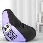 ComfyBean Bag with Beans Filled XXXXXL Bean Bag Prefilled with Beans Printed - Official : PrintEssence (Color : Dream Big - Black Lavender)