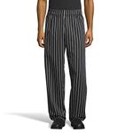 Uncommon Threads Men's Classic Baggy Chef Pant with 3" Elastic Waist, Center Stripe, Large