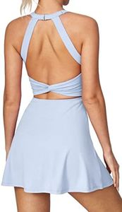 Heathyoga Tennis Dress with Built in Shorts and Bra Athletic Dress for Women Summer Cut Out Twisted Golf Workout Dress