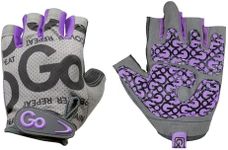 GoFit Women’s Pro Trainer Workout Gloves Purple Medium with Silicone Go-Tac Grip, Padded Fitness Training Gloves for Weightlifting, Gym Exercise, Strength Training, Breathable Vented Back, Secure Fit