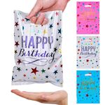 Pack of 24 Foil Guddy bags, Kids Birthday Party Favor Bags, Happy Birthday Party Return Gift Bags For Boys and Girls, Colorful Gift Bags, Small Size