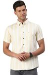 Majestic Man Classic Slim Fit Opaque Striped Half Sleeve Cotton Casual Shirt (XXX-Large, Lemon)