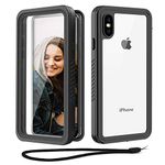 Beeasy for iPhone XS MAX Case Waterproof Shockproof Dustproof, Built-in Screen Protector Full Body Heavy Duty 360° Protective, Front and Back Phone Case for iPhone XS MAX (6.5”), Black