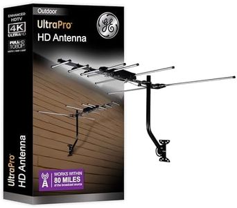 GE Outdoor HD Digital TV Antenna, Long Range OTA HDTV Antenna, Yagi Style Design, Supports 4K 1080P HD Smart TV VHF UHF, J Mount Included for Attic or Outdoor, Weather Resistant, 33685