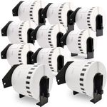 JMLCOLORS 10 Rolls DK-22205 Continuous Length Paper Address Labels 62mm(W) x 30.48m(L) White Sticker Labels Compatible with Brother QL-800 820NWB QL-500 550 700 720NW 810W Label Printer-10 Holder
