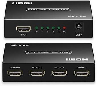 VYAR HDMI Splitter 1 in 4 Out, 1x4 HDMI Splitter Support 4K@60Hz Full HD 1080P & 3D, Compatible with Xbox PS3/4 Roku Blu-Ray Player