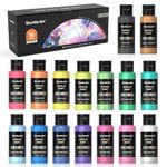 Shuttle Art Iridescent Acrylic Paint Set, 16 Chameleon Colours Colour Change Acrylic Paints in Bottles (60ml/2oz), Non-Toxic for Artists, Beginners Kids on Rocks, Crafts, Canvas, Wood, Ceramic