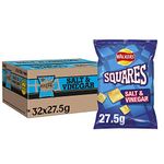 Walkers Squares Salt and Vinegar Snacks, 27.5 g (32 Count)