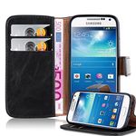 cadorabo Book Case works with Samsung Galaxy S4 MINI in GRAPHITE BLACK - with Magnetic Closure, Stand Function and Card Slot - Wallet Etui Cover Pouch PU Leather Flip