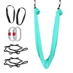 PRIORMAN 4M Aerial Yoga Hammock Set Low Stretch Yoga Swing Aerial Silk with Extension Straps (Turquoise)