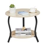YEAKOO Small Round Coffee Table with Storage, 2 Tier 23" D*19" H Coffee Table for Small Space, Accent Center Table Sofa End Table for Living Room, Bedroom, Apartment, Studio