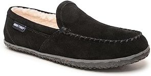 Minnetonka Men's Tilden Moccasin Slippers, Black, 12 US