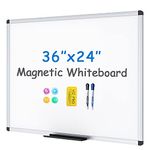 VIZ-PRO Magnetic Whiteboard/Dry Erase Board, 90 X 60 cm, Includes 1 Eraser & 2 Markers & 4 Magnets