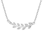 Philip Jones Silver Plated Leaf Necklace Created with Zircondia® Crystals