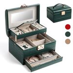 LOHASLIFE Jewelry Box Jewelry Organizer Storage Boxes Jewelry Case for Earring, Ring, Necklace, Bracelets Personalized Gift for Women and Girls (#green)