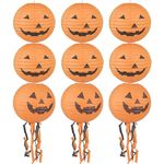 9PCS Halloween Decorations Paper Lantern, Halloween Pumpkin Hanging Lanterns with Tassels, Spooky Halloween Pumpkin Decorations for Kids Adult Indoor Outdoor Tree Party Home Decor (Halloween 4)