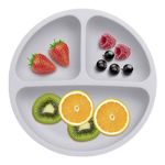 PEEPER Suction Plates for Baby & Toddlers - 100% Silicone Plate for Kids, Divided Design for Picky Eaters, Kids Plates for Food, Microwave & Dishwasher Friendly Baby Plates (Grey)