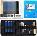 Corslet 36 Pc Art Sketching Kit Graphite Charcoal Drawing Pencil Set for Artist Kit Painting Shading Sketch Kit for Kids and Adults with Zipper Carry Case (35 Pcs)