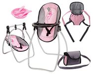 Doll Accessory Set 9 in 1 Vario Highchair Set with Shoulder Bag, Carrier and Plastic Accessories for Toddlers