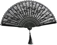 OULII Hand Fan Paper Fans Wedding Fans for Party Favour Fancy Dress (Black)