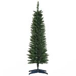 HOMCOM 5ft Unlit Artificial Christmas Tree, Pencil Slim Xmas Tree with Solid Stand and Realistic Branches, Green