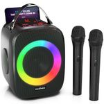 Karaoke Machine for Kids and Adults with 2 Wireless Bluetooth Microphones, Portable 3D Sound Speaker with Colorful LED Lights, Supports TF Card/USB, AUX in, FM, TWS for Home Party, MASINGO Cantando C2