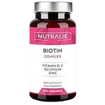 Biotin Hair Growth Supplement - 10000 mcg - Hair + Skin + Nails - Vitamins D E + Zinc + Selenium - Hair Vitamins for Women and Men - Hair Loss + Hair Care - 120 Capsules - Nutralie