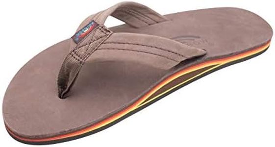 Rainbow Sandals Men's Leather Single Layer Wide Strap with Arch, Expresso/Rainbow, 9.5-10.5