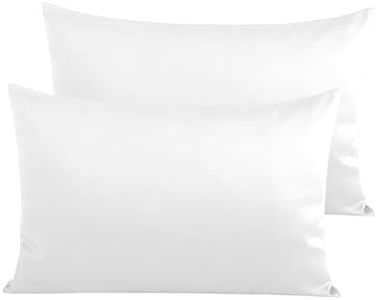 LINENWALAS 100% Egyptian Cotton King Size Pillow Cases 50x90 cm, 400 Thread Count Soft Luxurious 100% Long Staple Cotton Sateen Weave, Breathable & Cooling Pillow Cover (White)