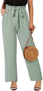 SySea Womens Wide Leg Palazzo Pants High Waisted Casual Cropped Paperbag Flowy Trousers with Belted