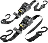 Zurligi 2 Pack Retractable Ratchet Straps, 1500lbs Breaking Strength Each, 1 in x 10.8 ft Heavy Duty Retractable Tie Down Straps, S Hooks with Safety Clip, for Motorcycle, Boat, Kayak, and Cargo