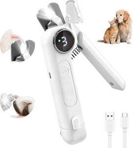 2 in 1 Dog Nail Clippers & Dog Nail Grinder for Large Medium Small Dogs Cats Claw Trimmer with 2 LED Lights & Splash Guard, Ultra-Quiet, USB Rechargeable Pet Claw Care Grooming