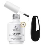 beetles Gel Polish No Wipe Gel Top Coat - 15ml Clear Glossy Top Coat Gel Nail Polish High Shine Long Lasting Top Coat Gel Nail Polish Nail Manicure Soak Off Nail Uv Lamp