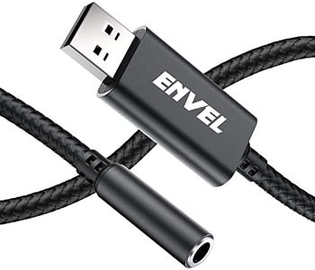 ENVEL USB to 3.5mm Jack Audio Adapter,USB to AUX,External Stereo Sound Card for PS4/PS5/PC/Laptop, Headphone Adapter with Built-in Chip TRRS 4-Pole Mic-Supported