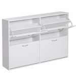 HOMCOM Shoe Cabinet for Entryway Hallway Shoe Organizer with 4 Flip Drawers and Adjustable Shelves for 24 Pairs of Shoes, White