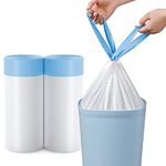 5l Bin Bags Small Bin Liner Clear Drawstring Trash Bags Pedal Waste Liners with Tie Tap Handle,Suitable for Bathroom,Toilet,Kitchen Fit 3L,4L,5L,6L garbage Bin(White, 40 Bags)