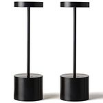 SAKRINGT 2 Pack Rechargeable Table Lamp, LED Cordless Desk Lamp,5000mAh Battery Operated Portable Table Light,3 Color Stepless Dimming Up to 40 Hours Usage for Restaurant/Indoor/Outdoor(Black)