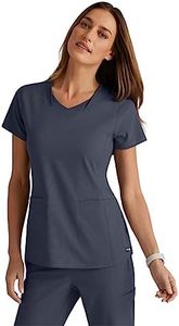 BARCO Grey's Anatomy Spandex Stretch Direct - Bolt Scrub Top for Women Steel S