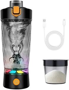 Electric Protein Shaker Bottle with Storage Box, USB Rechargeable Shaker Cups for Protein Shakes, Portable Blender Cup, 24oz (Black)
